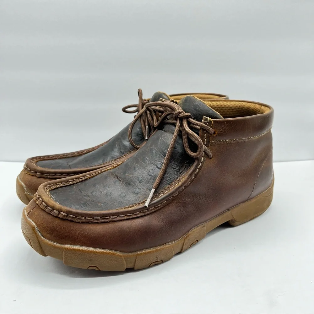 Justin Size 10.5 M Men's Cowhide Leather Casual Shoe Ostrich Vamp Mocs